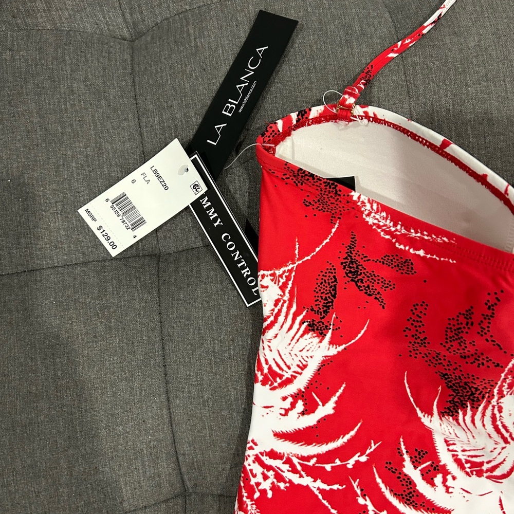 🇺🇸SALE🎈 LA BLANCA • Red and White One Piece Bathing Suit • size 6 - Picture 7 of 11